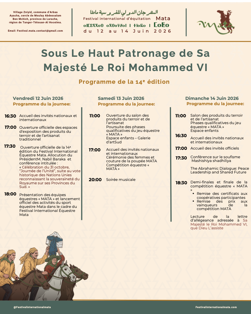 Programme officiel 2026 du Festival International d'Équitation Mata
